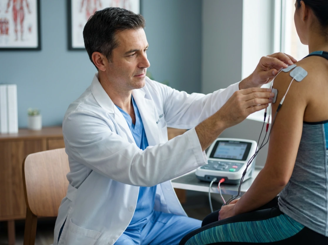 Electrical muscle stimulation therapy session