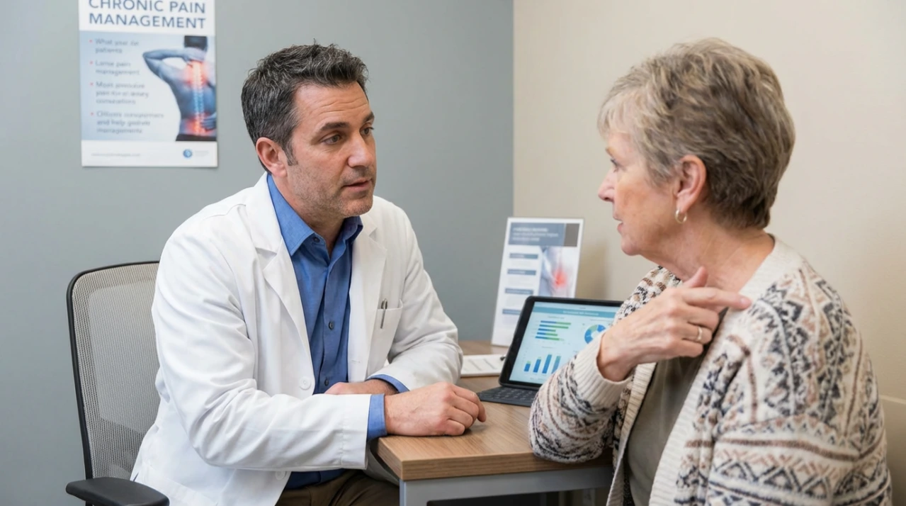 Doctor consulting with patient about chronic pain treatment options