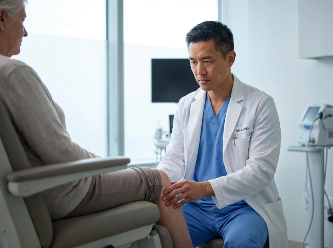 Doctor treating patient with arthritis