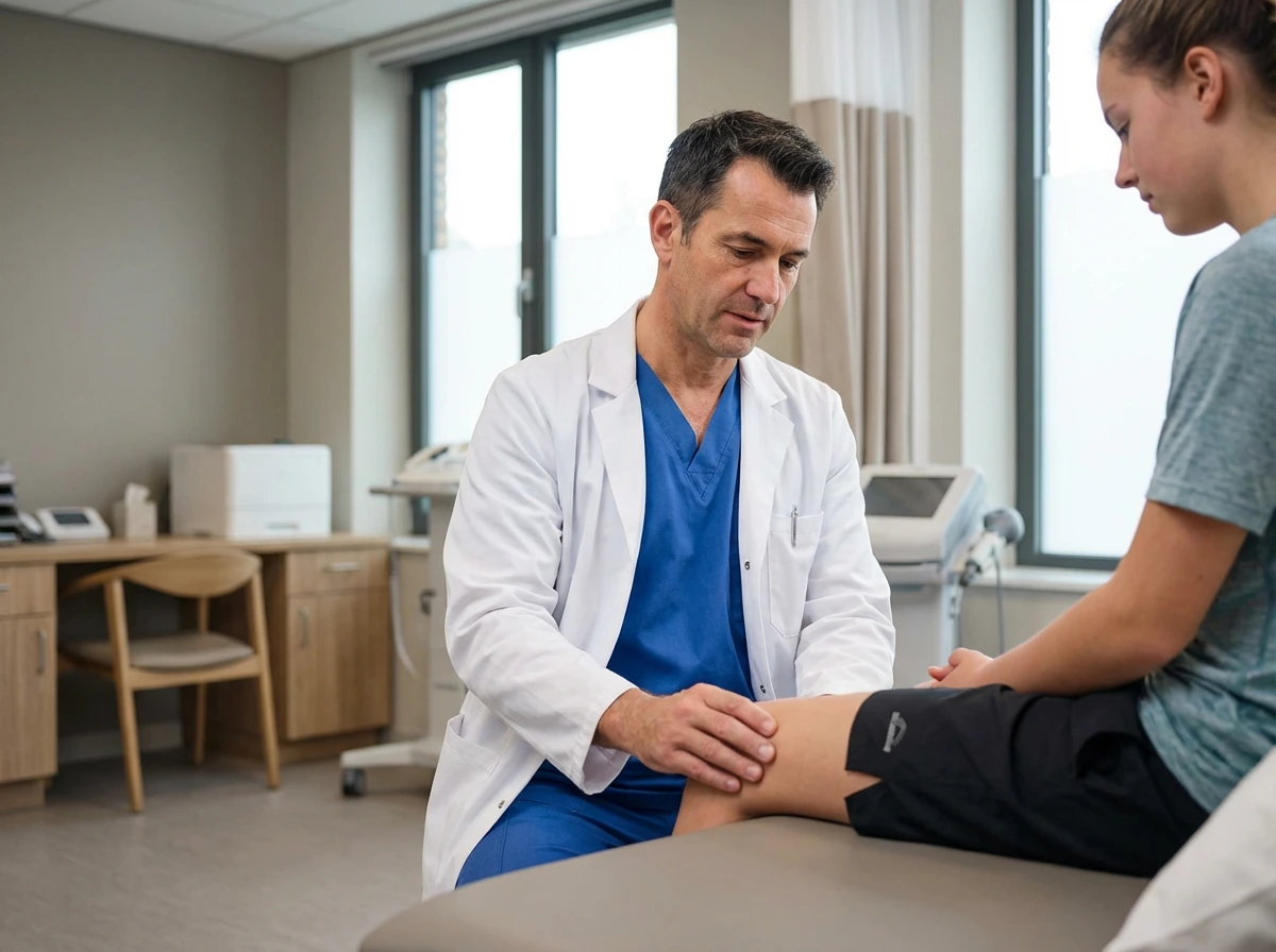 Athlete receiving sports injury rehabilitation