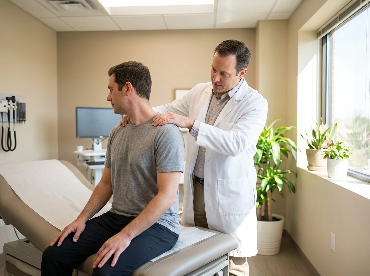 Chiropractor treating whiplash patient